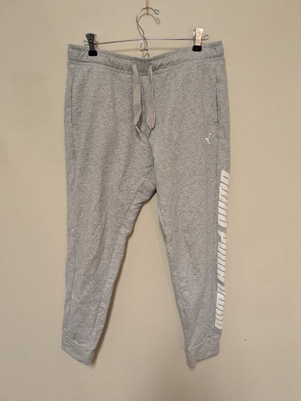 Puma light gray women's joggers cotton medium high rise logo